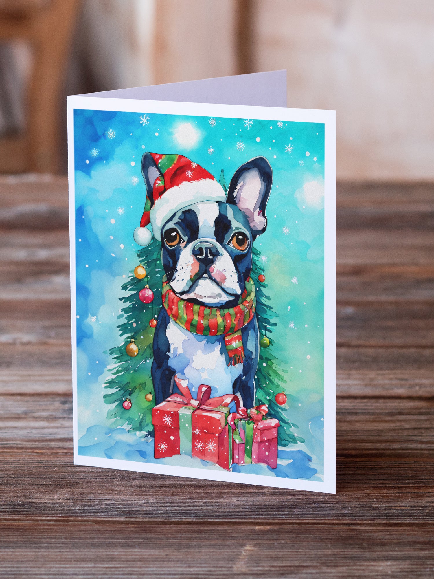 Boston Terrier Christmas Greeting Cards Pack of 8