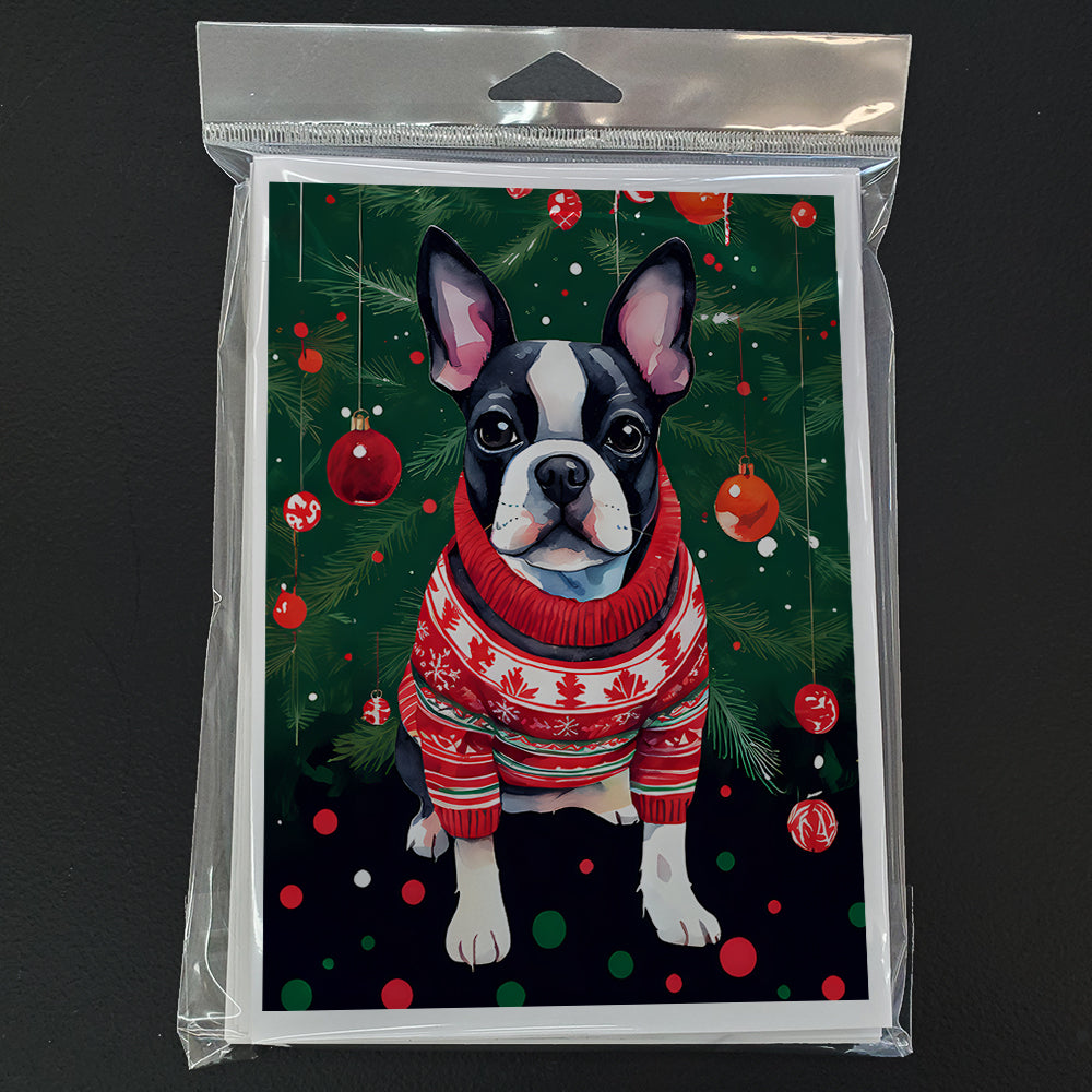 Boston Terrier Christmas Greeting Cards Pack of 8