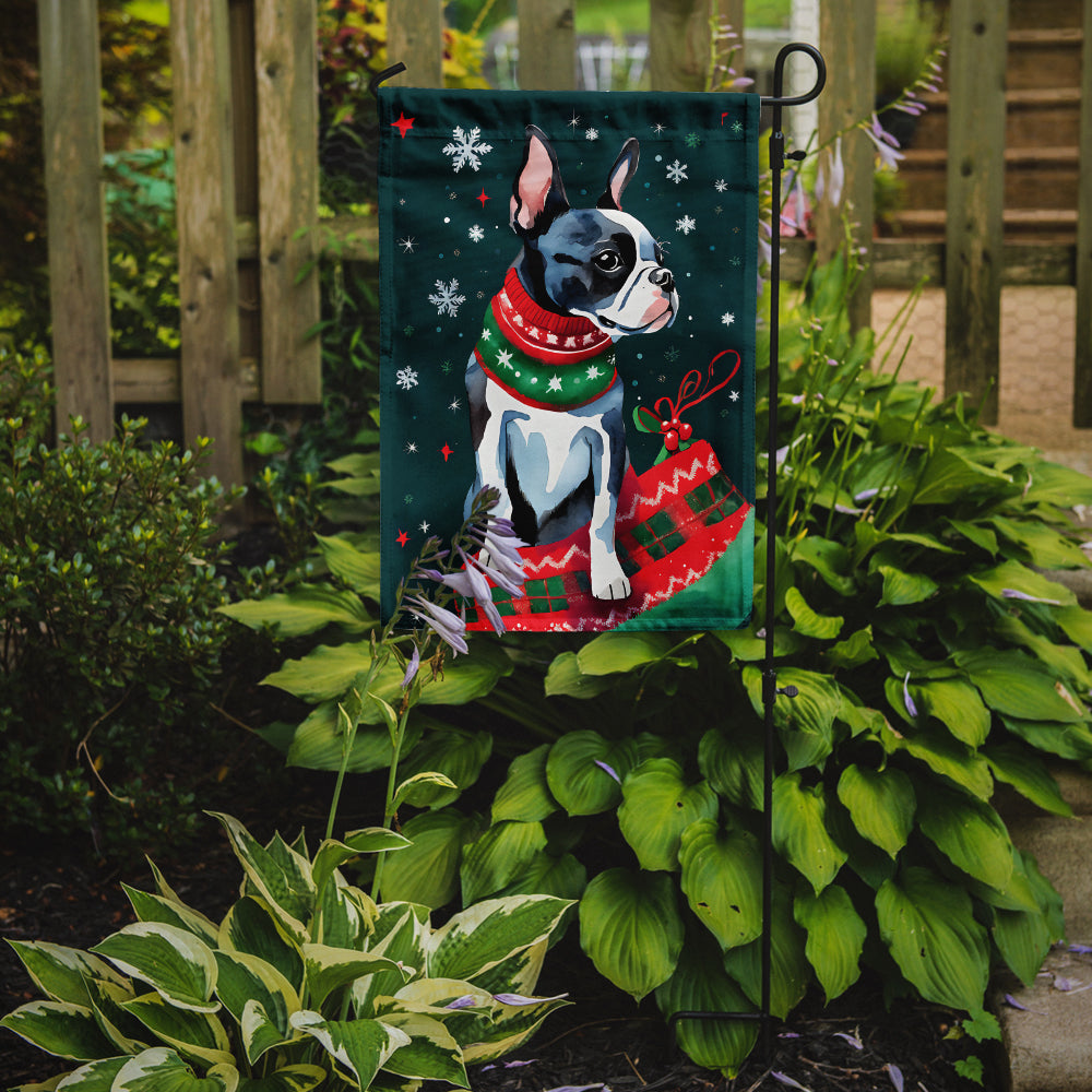 Boston Terrier Christmas Garden Flag