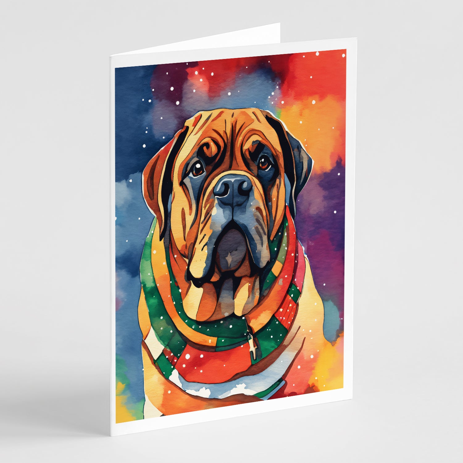 Caroline's Treasures Bullmastiff Christmas Greeting Cards - Blank Note Cards – 8-Pack of Artist-Designed Cards with Envelopes