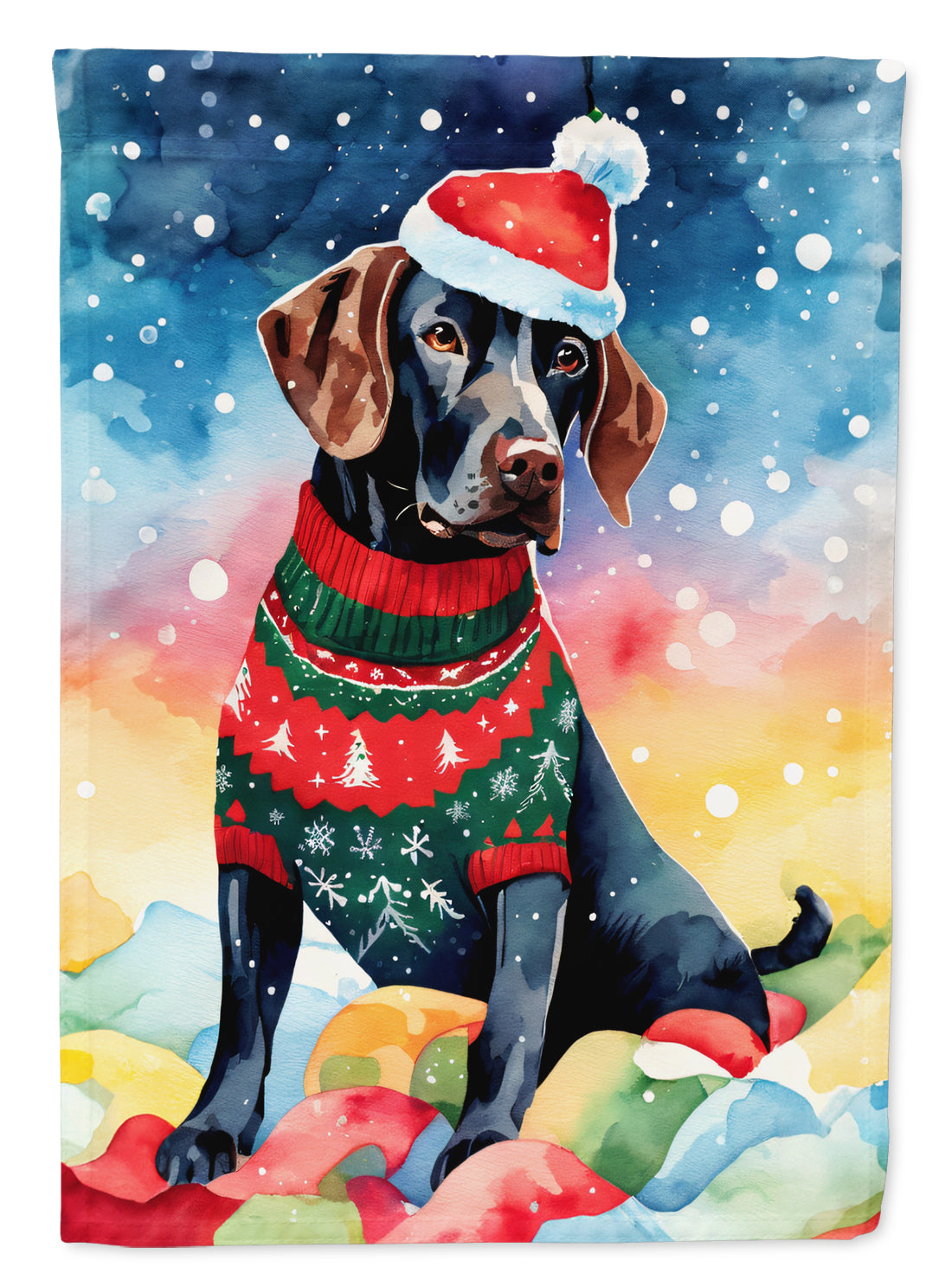 Buy this German Shorthaired Pointer Christmas House Flag