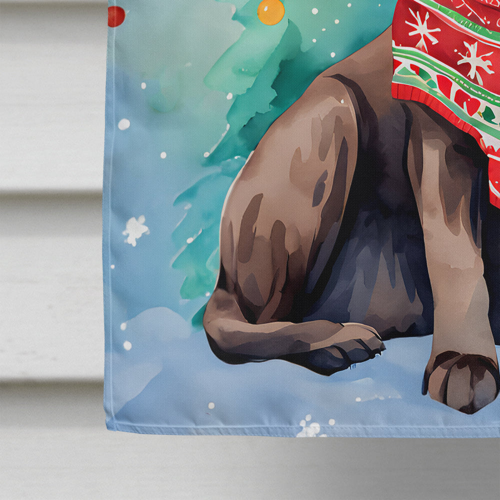 Chocolate Labrador Retriever Christmas House Flag