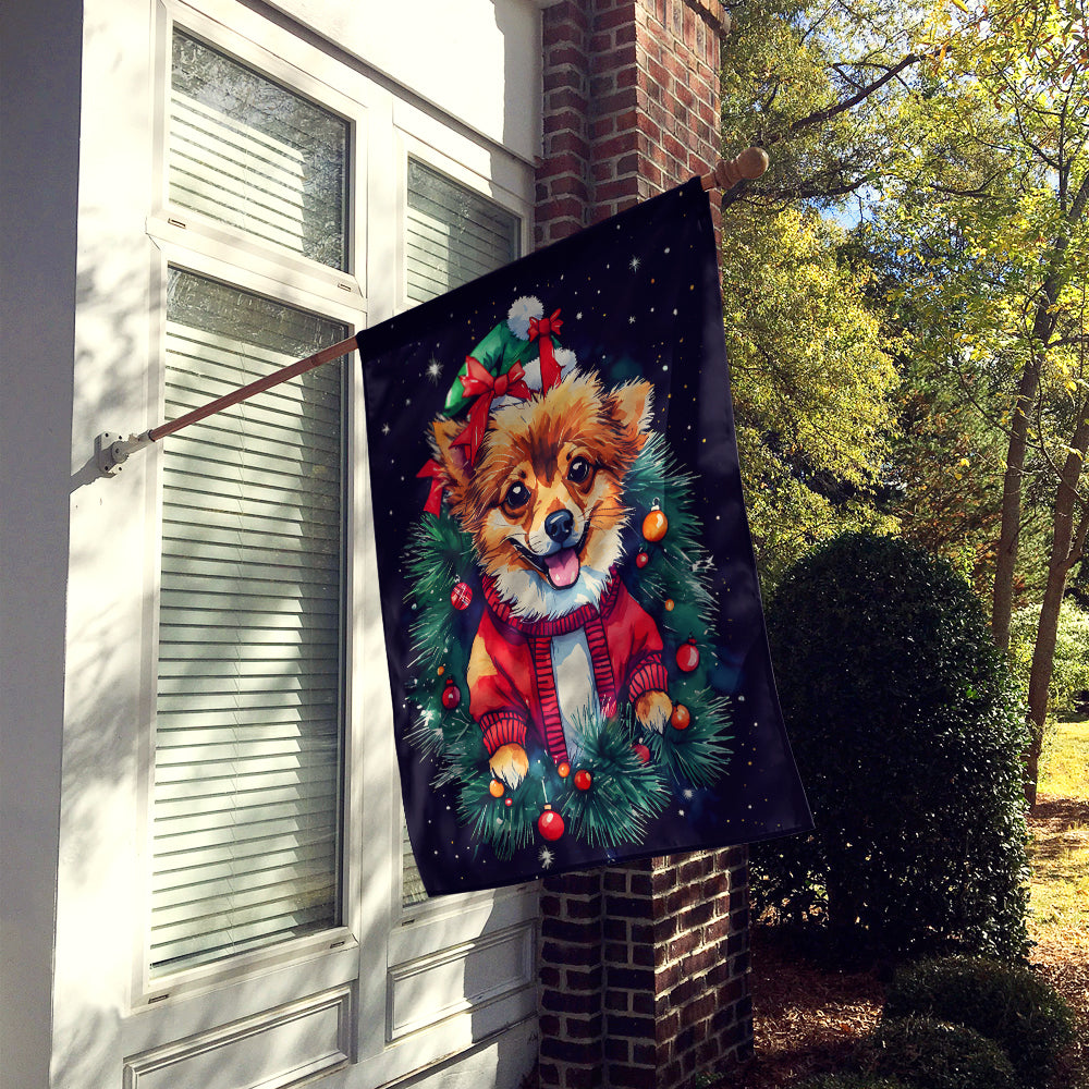 Buy this Pomeranian Christmas House Flag