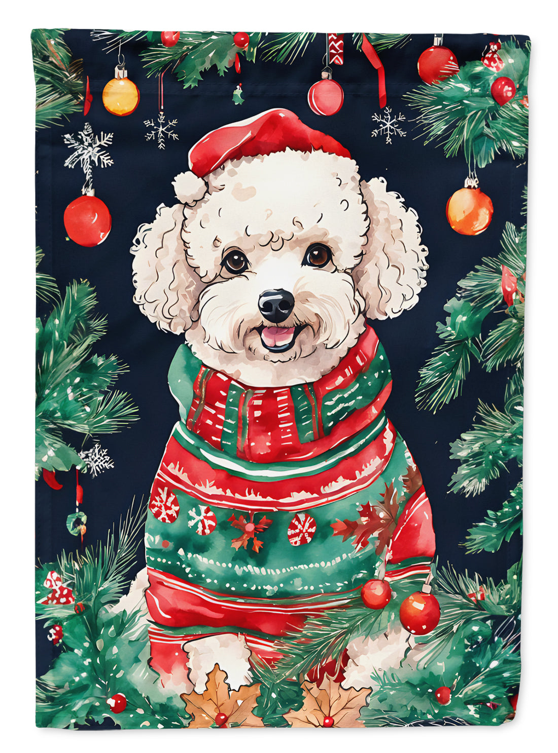 Caroline's Treasures Poodle Christmas House Flag