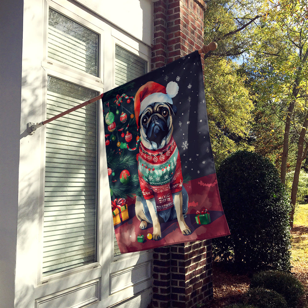 Pug Christmas House Flag