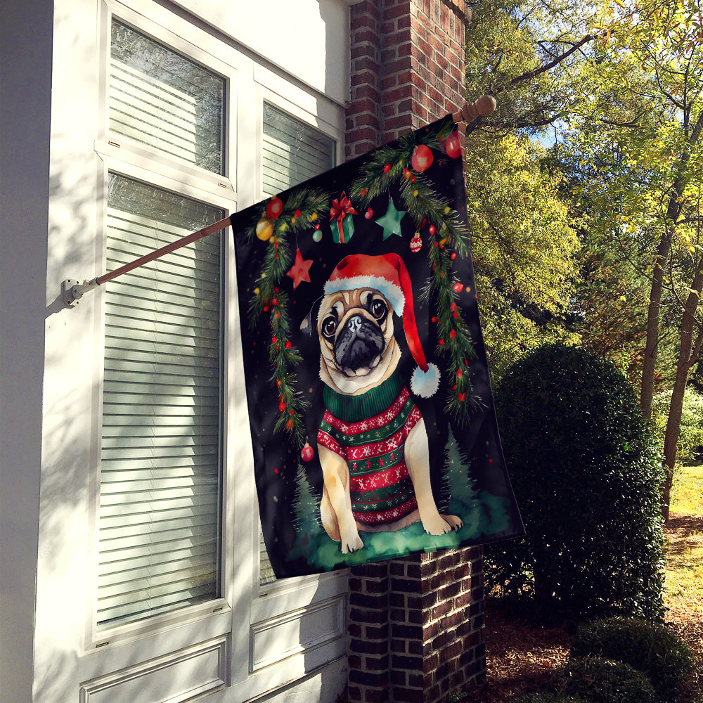 Pug Christmas House Flag