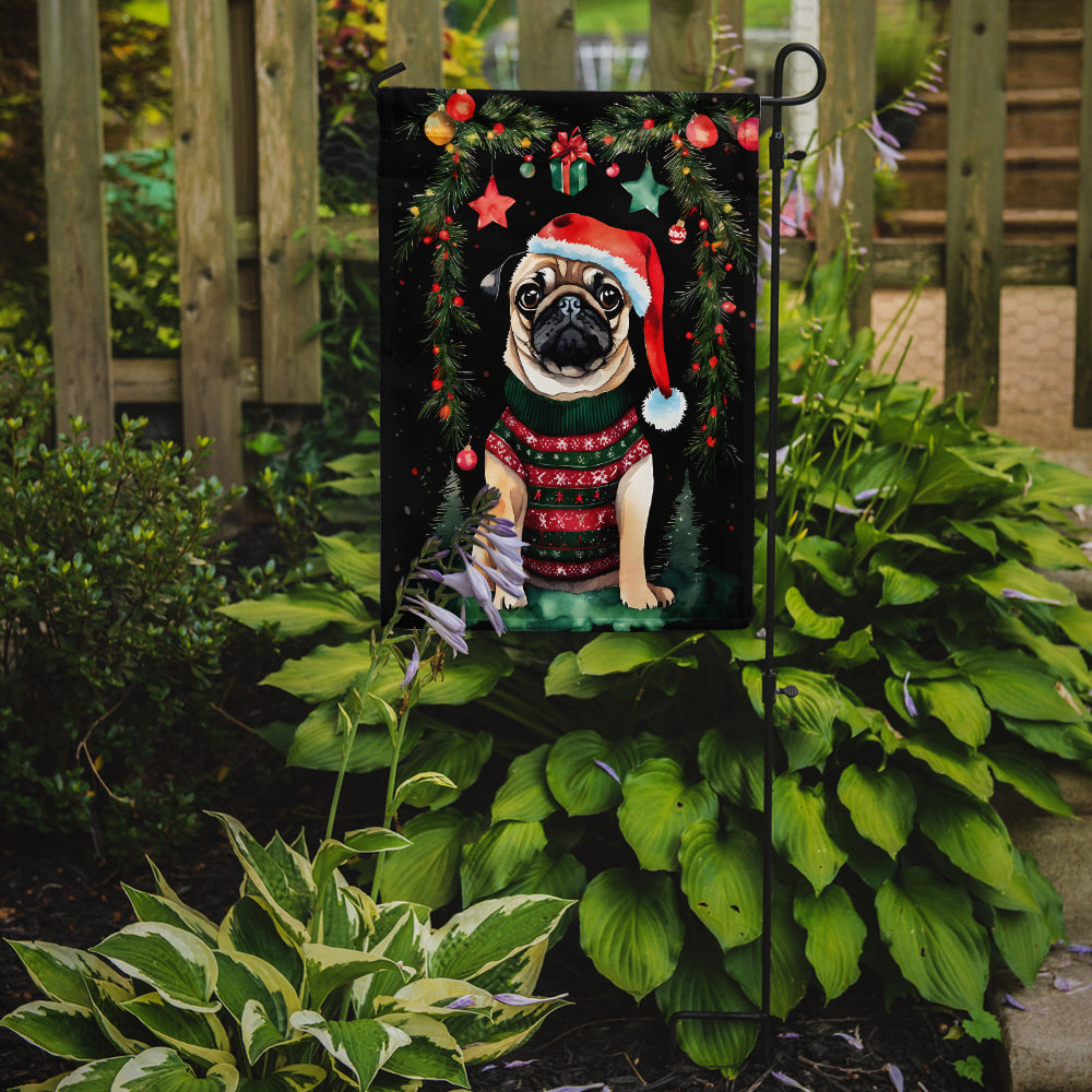 Pug Christmas Garden Flag