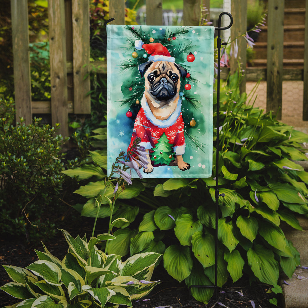 Pug Christmas Garden Flag