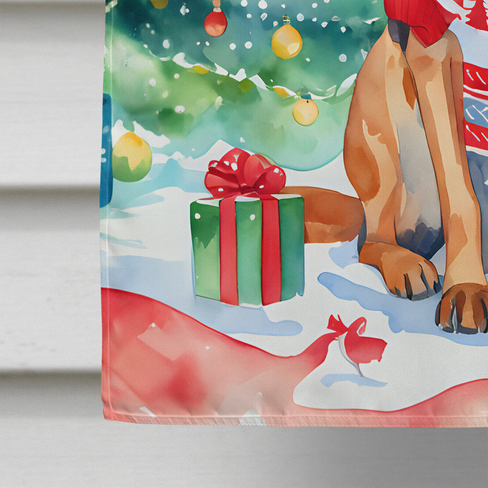Redbone Coonhound Christmas House Flag