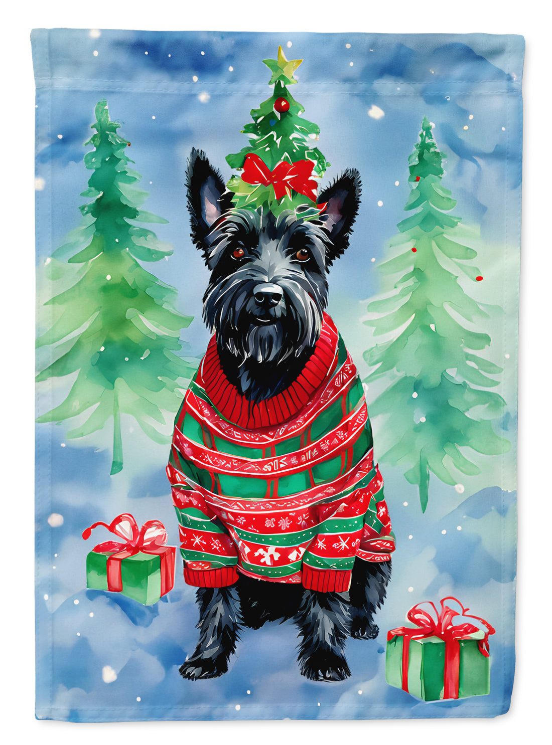 Buy this Scottish Terrier Christmas House Flag