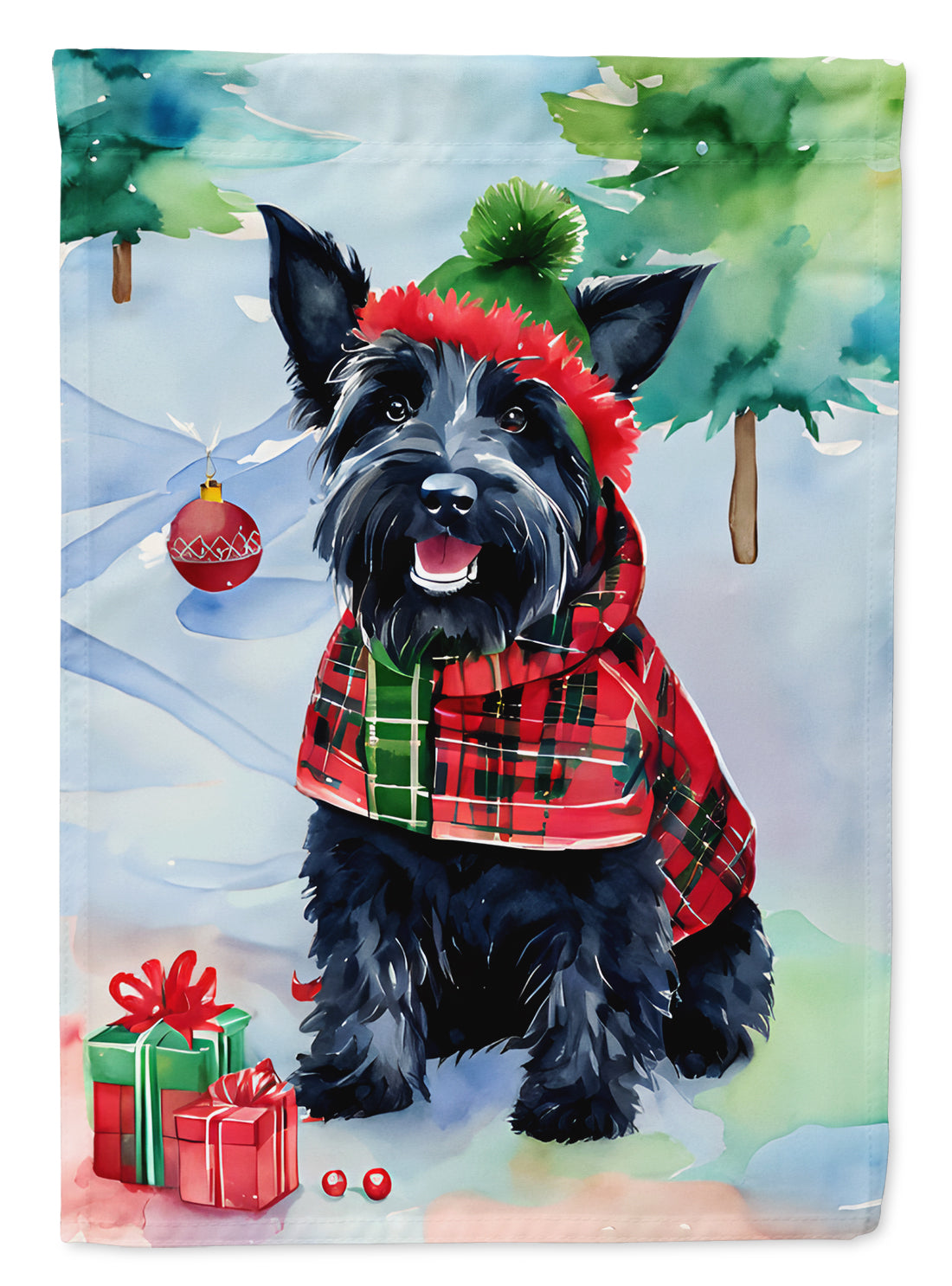 Buy this Scottish Terrier Christmas House Flag