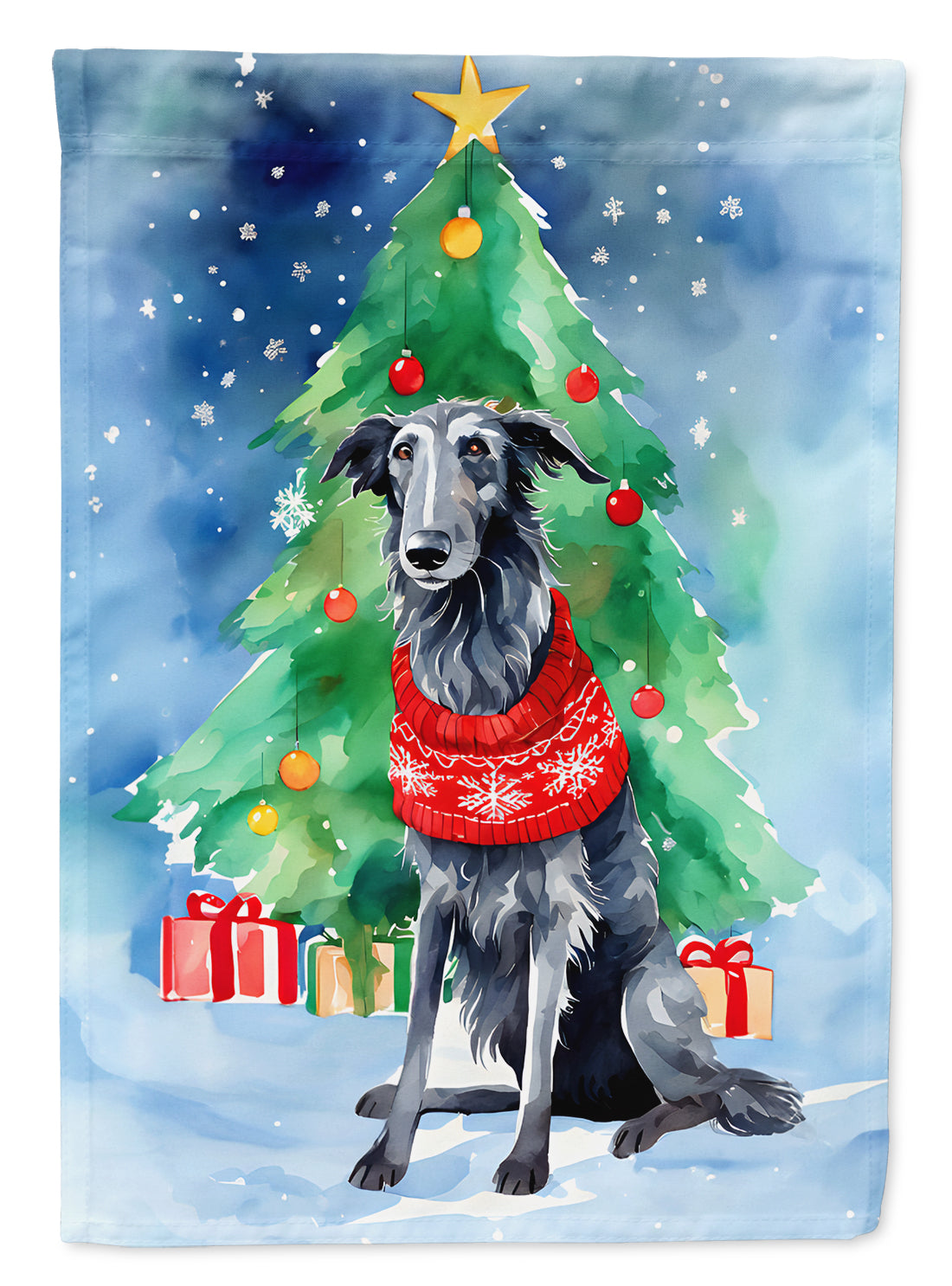 Buy this Scottish Deerhound Christmas House Flag