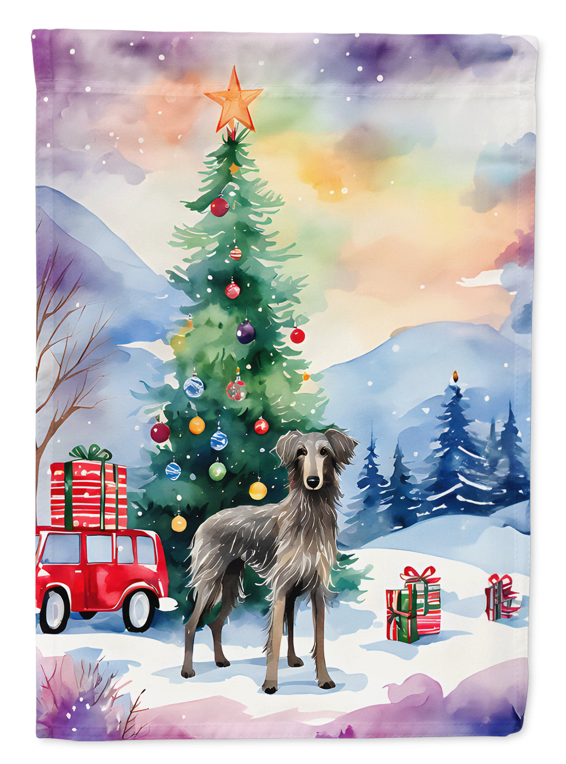 Buy this Scottish Deerhound Christmas House Flag