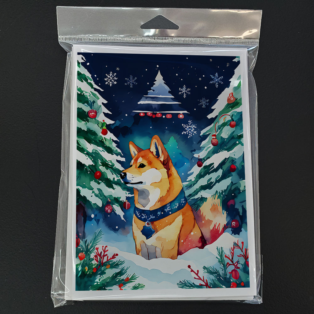Shiba Inu Christmas Greeting Cards Pack of 8