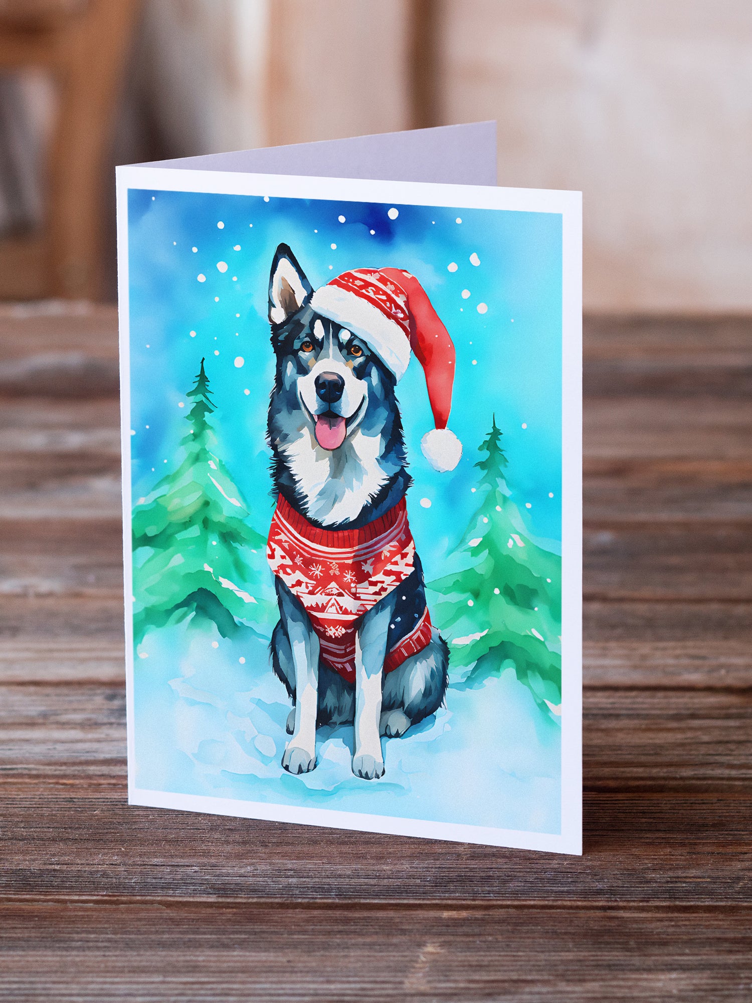 Siberian Husky Christmas Greeting Cards Pack of 8