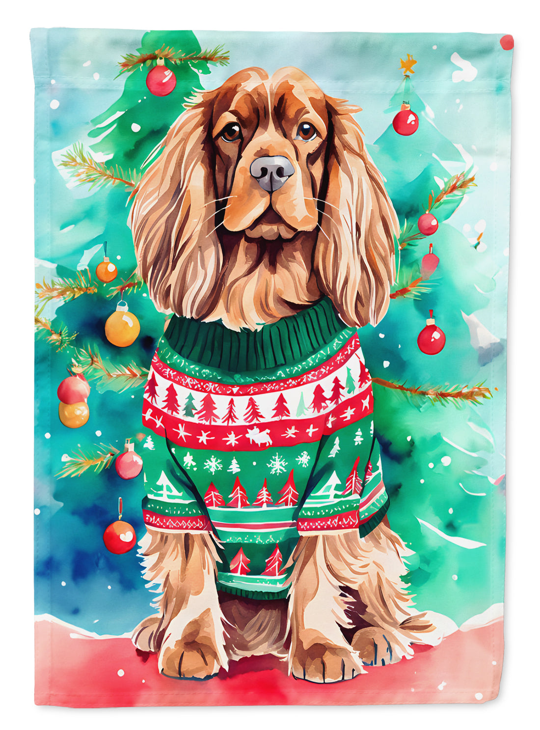 Buy this Sussex Spaniel Christmas House Flag