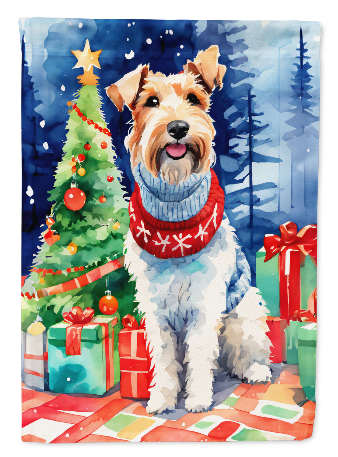 Buy this Wire Fox Terrier Christmas House Flag