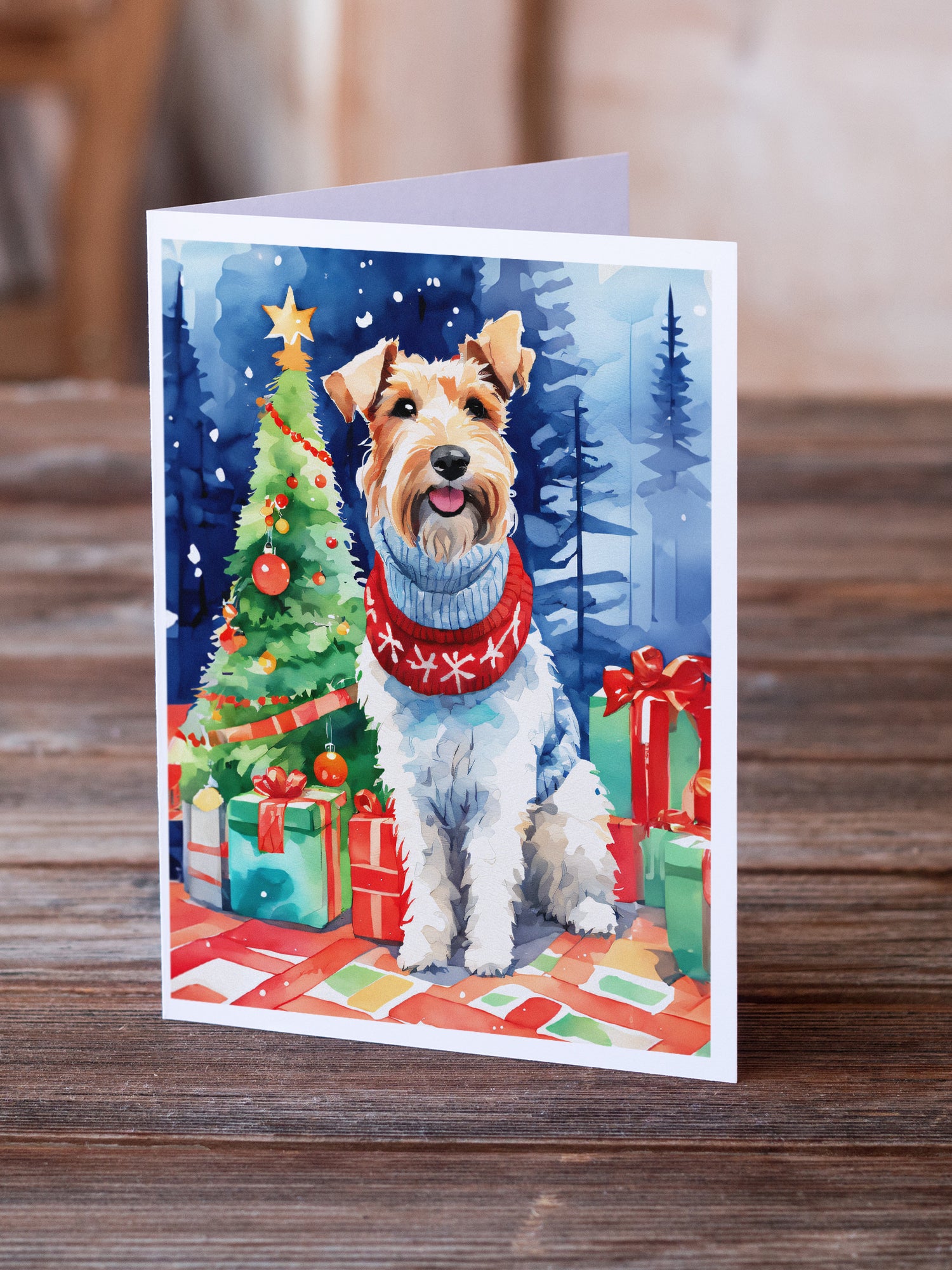 Wire Fox Terrier Christmas Greeting Cards Pack of 8