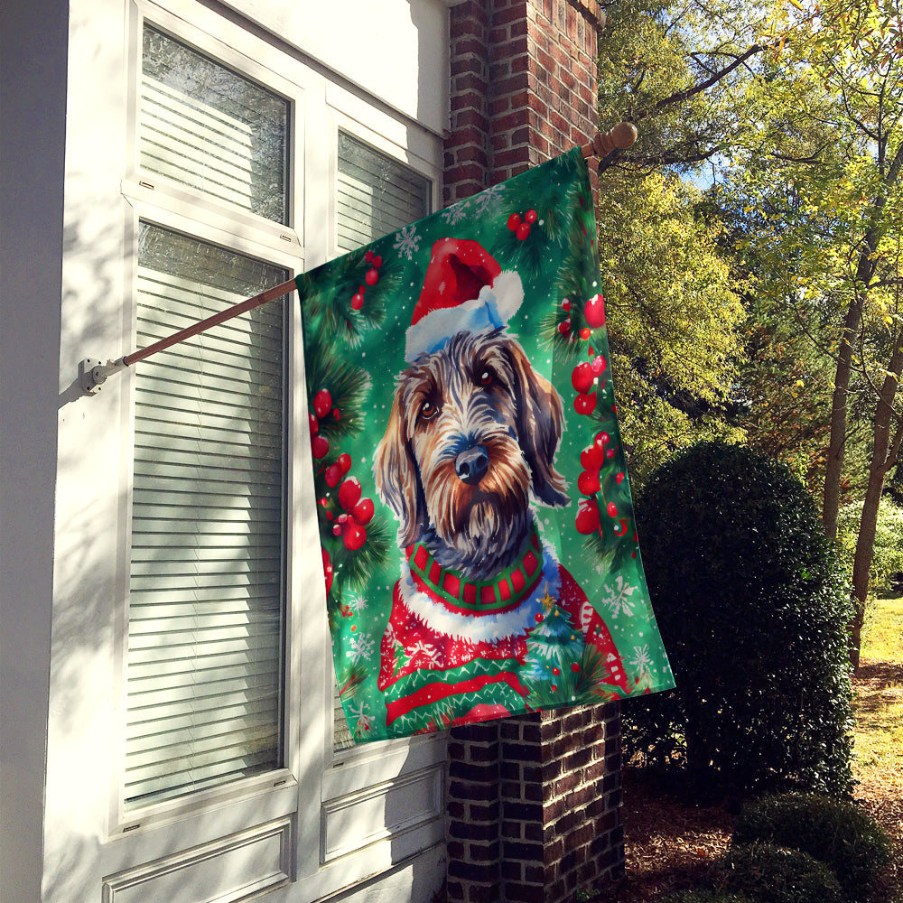 Wirehaired Pointing Griffon Christmas House Flag