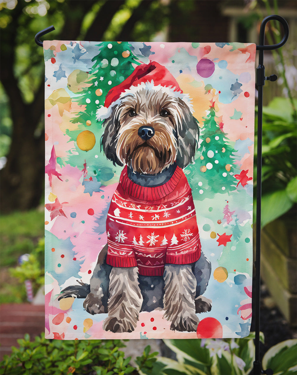 Wirehaired Pointing Griffon Christmas Garden Flag