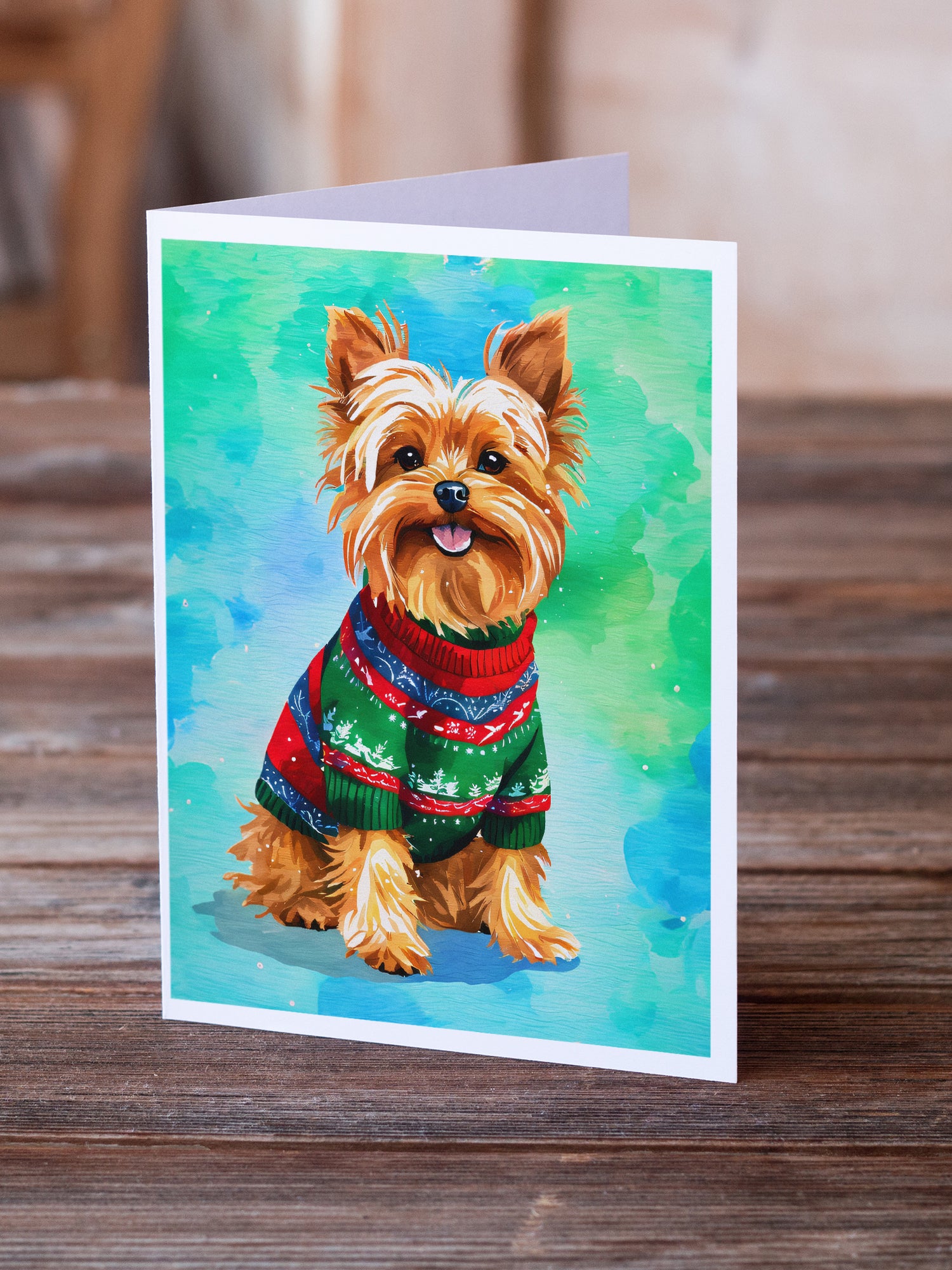 Yorkshire Terrier Yorkie Christmas Greeting Cards Pack of 8