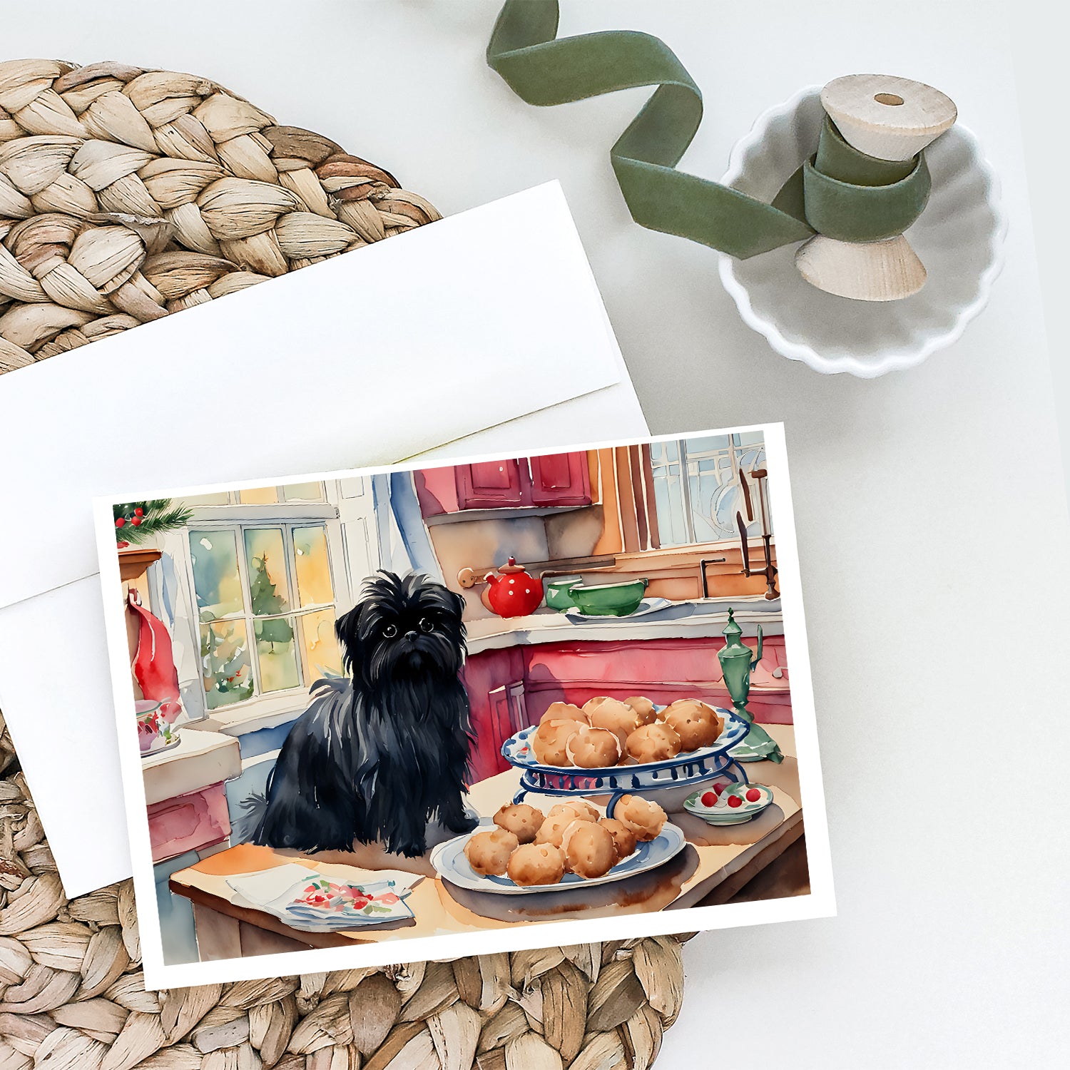 Affenpinscher Christmas Cookies Greeting Cards Pack of 8