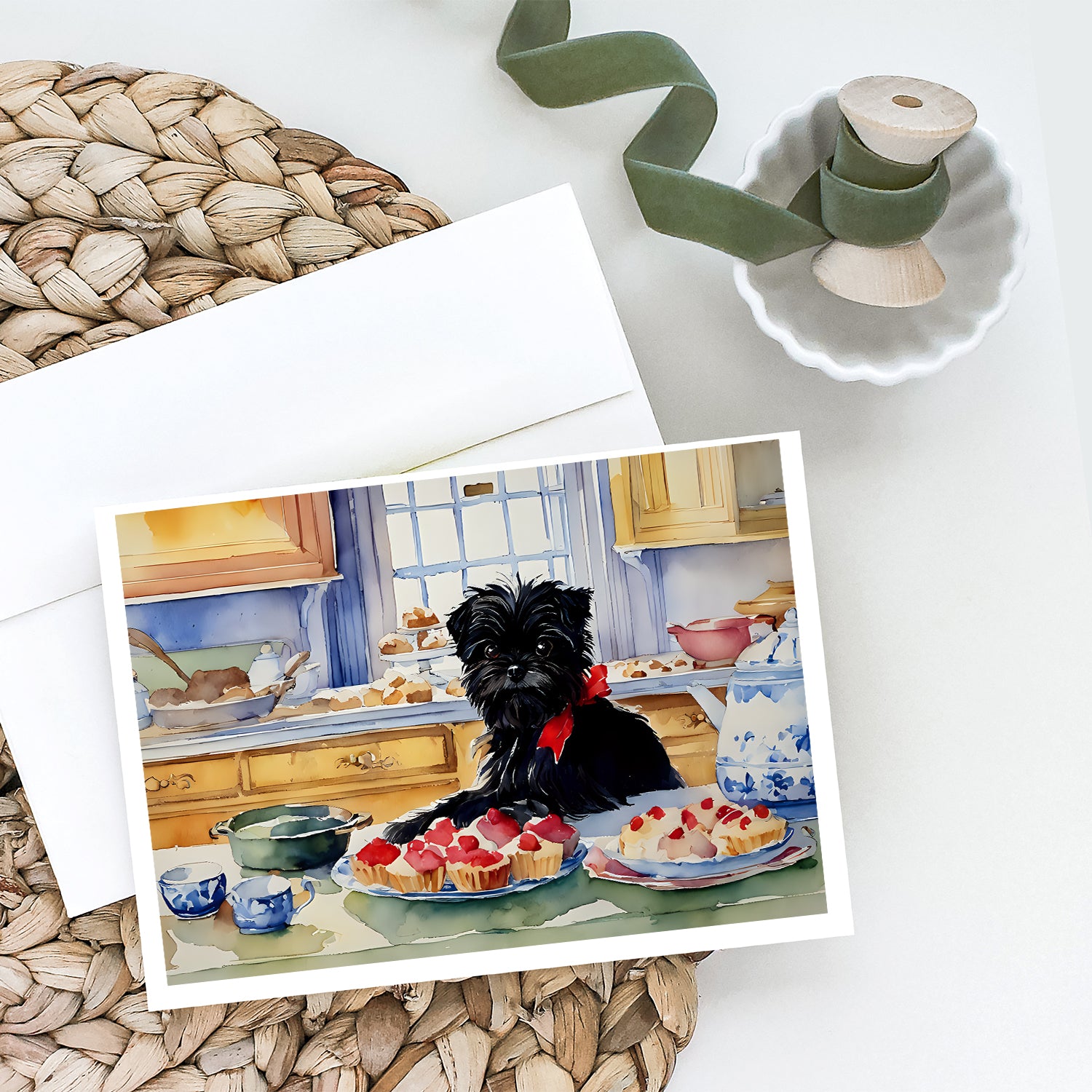 Affenpinscher Christmas Cookies Greeting Cards Pack of 8