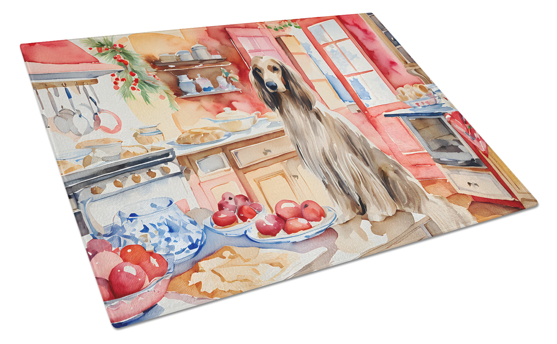 Buy this Afghan Hound Christmas Cookies Glass Cutting Board