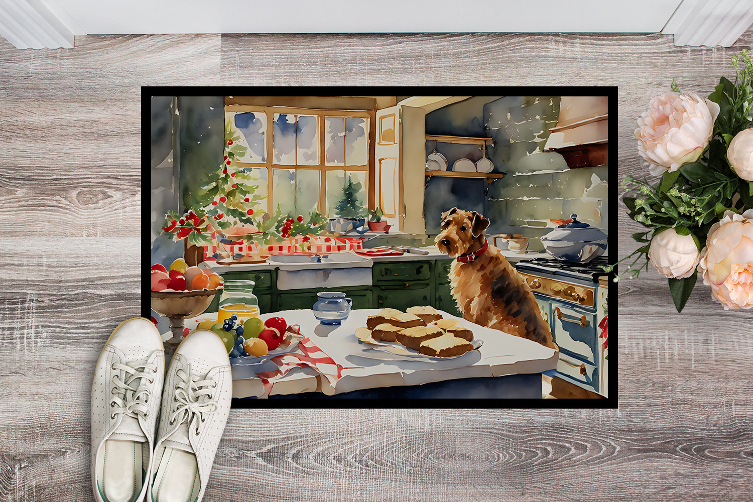 Airedale Terrier Christmas Cookies Doormat