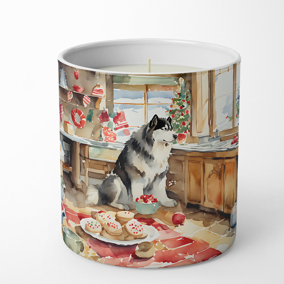 Caroline's Treasures Alaskan Malamute Christmas Cookies Decorative Soy Candle