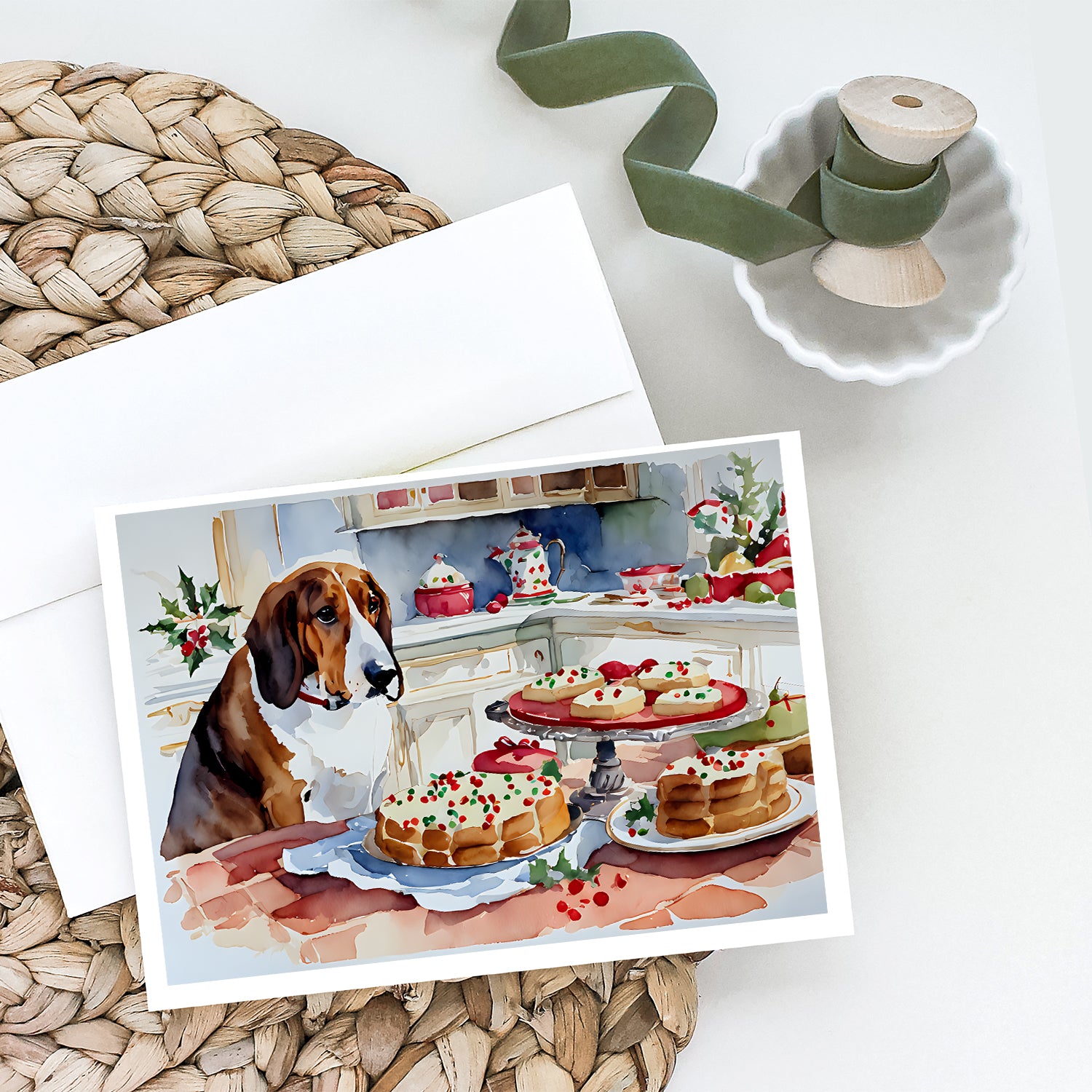 Basset Hound Christmas Cookies Greeting Cards Pack of 8