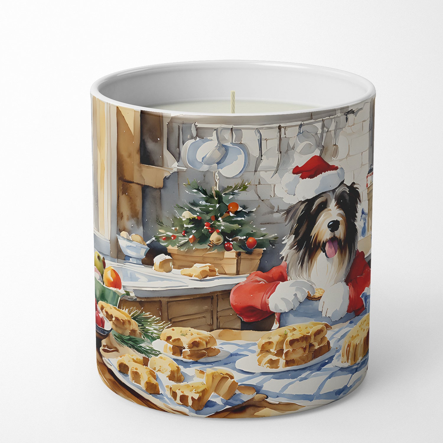 Bearded Collie Christmas Cookies Decorative Soy Candle