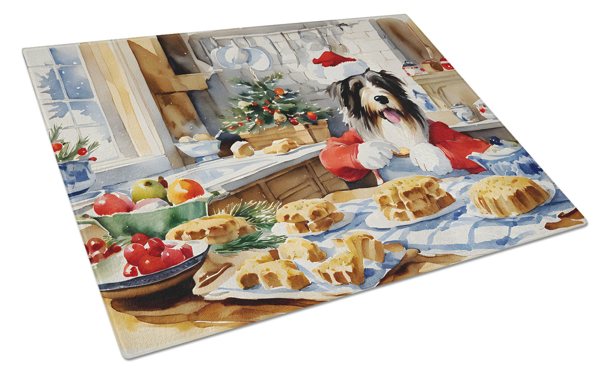 Buy this Bearded Collie Christmas Cookies Glass Cutting Board