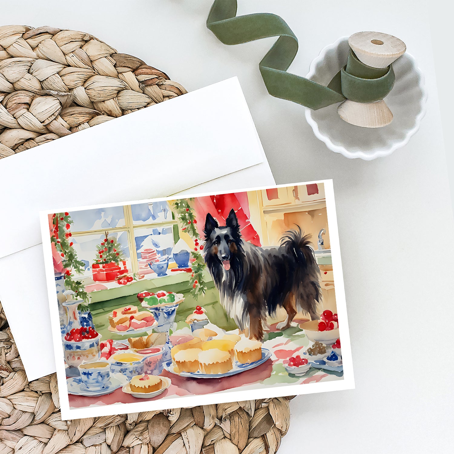 Belgian Sheepdog Christmas Cookies Greeting Cards Pack of 8