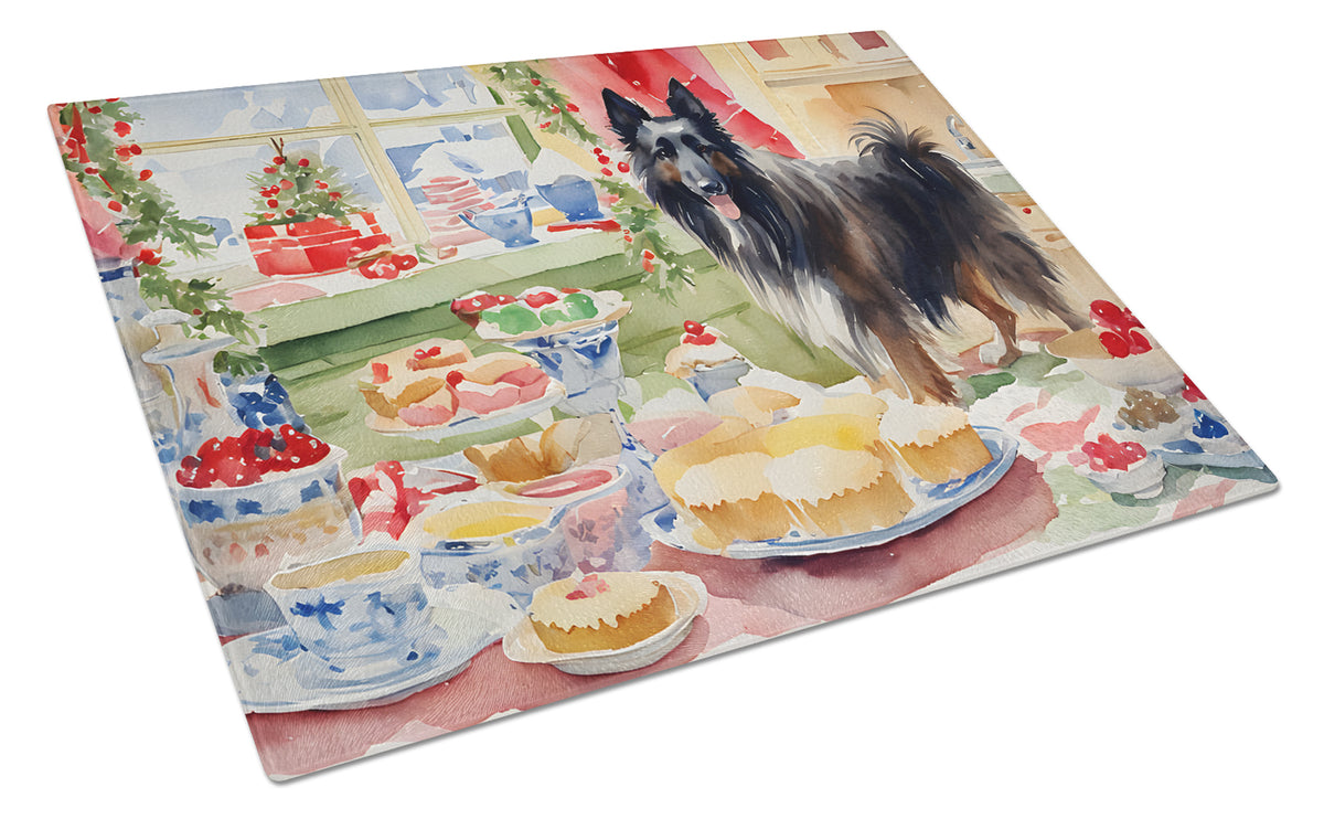 Buy this Belgian Sheepdog Christmas Cookies Glass Cutting Board