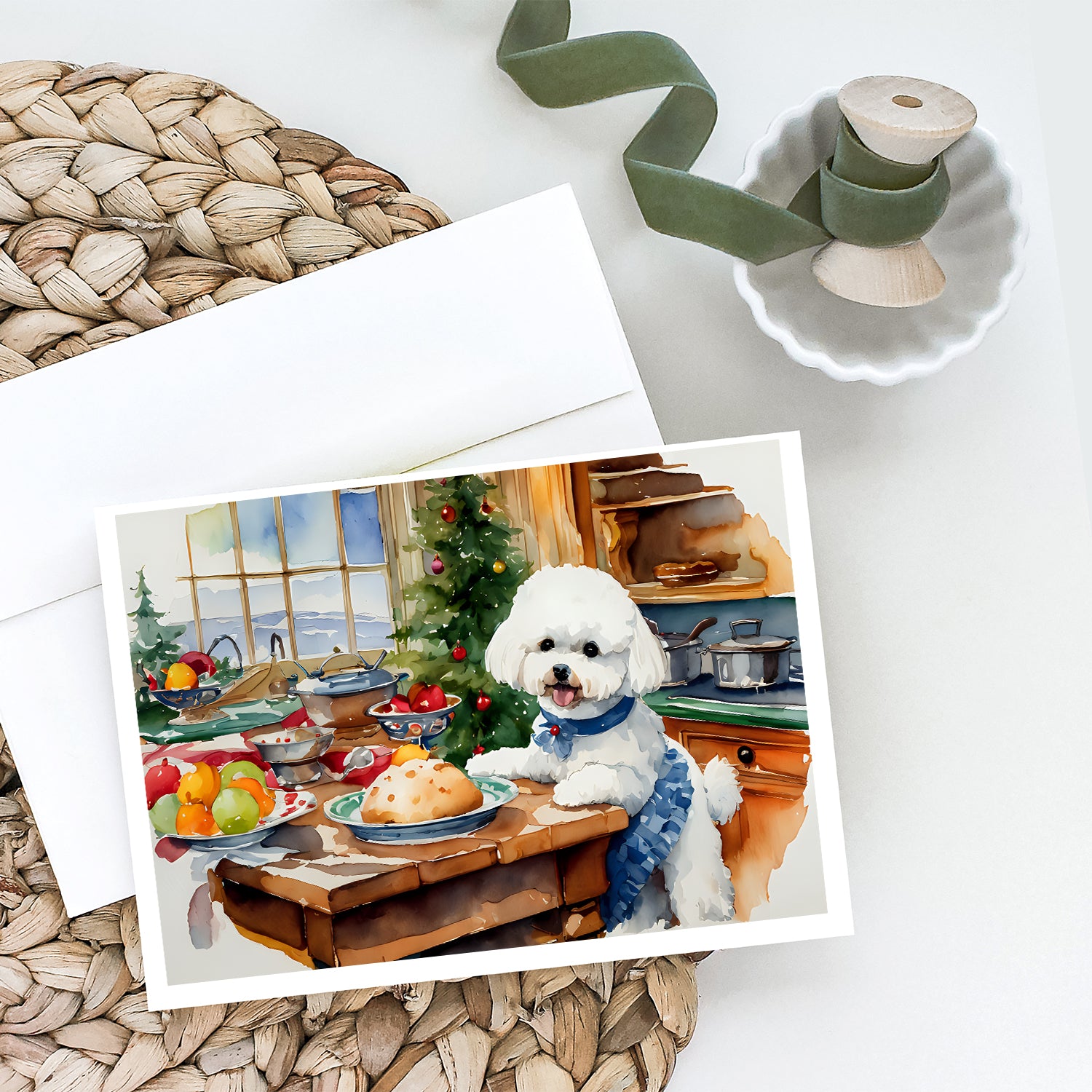 Bichon Frise Christmas Cookies Greeting Cards Pack of 8