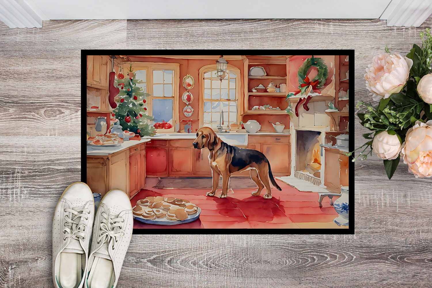 Bloodhound Christmas Cookies Doormat