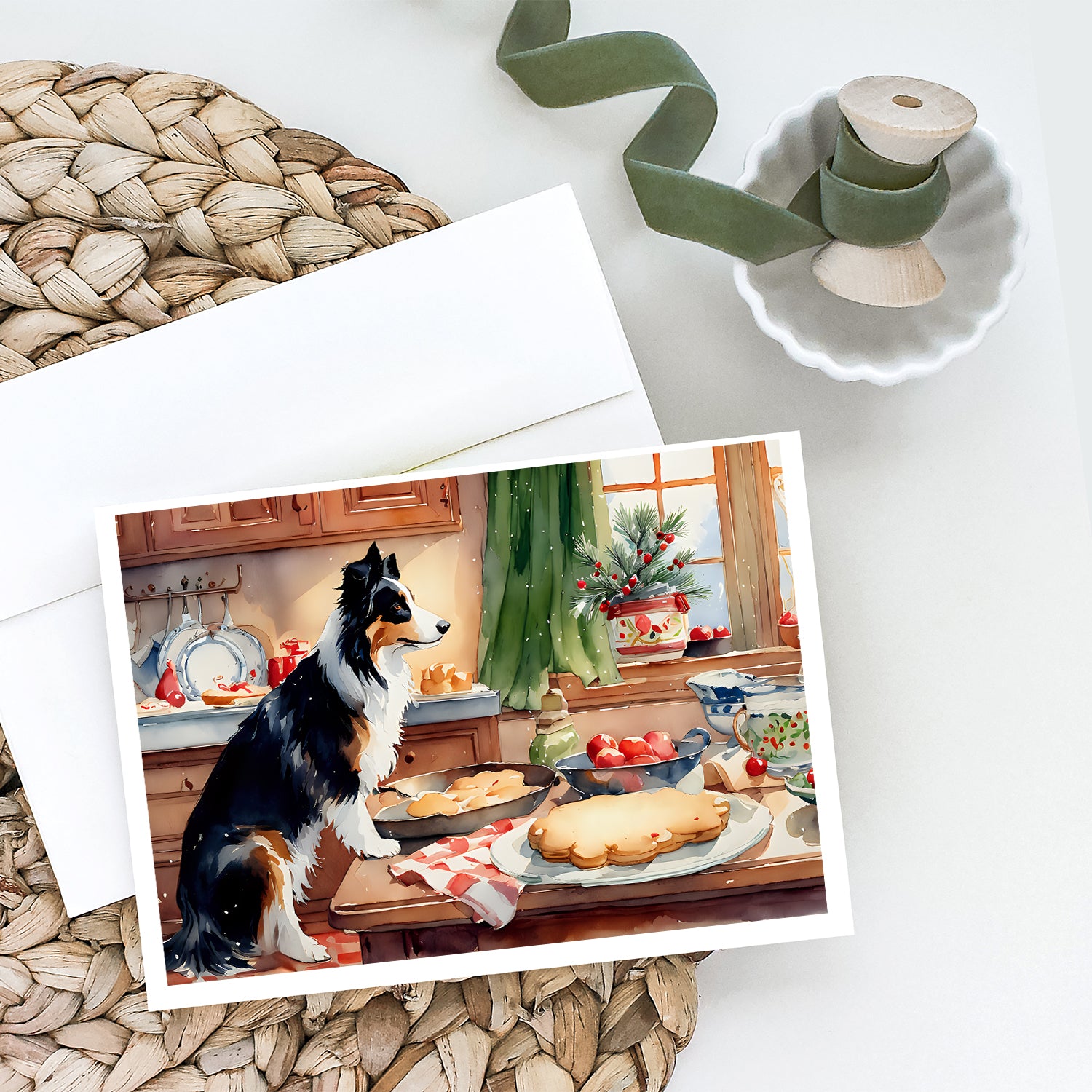 Border Collie Christmas Cookies Greeting Cards Pack of 8