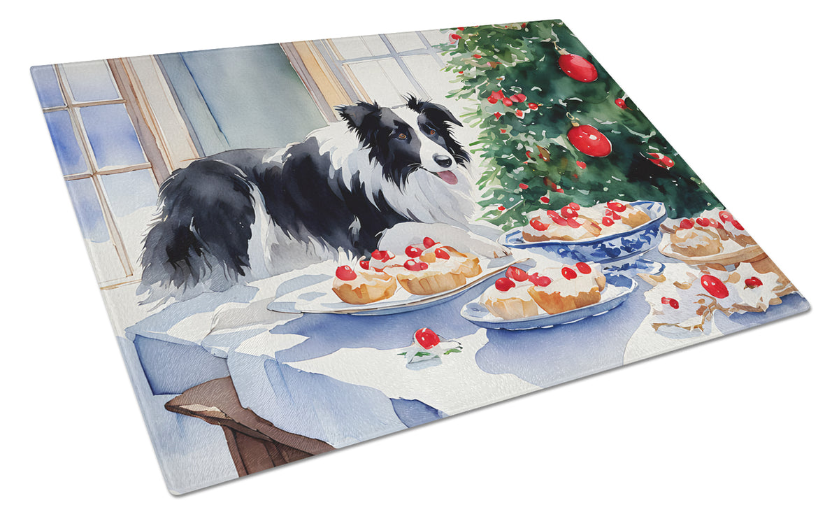 Buy this Border Collie Christmas Cookies Glass Cutting Board