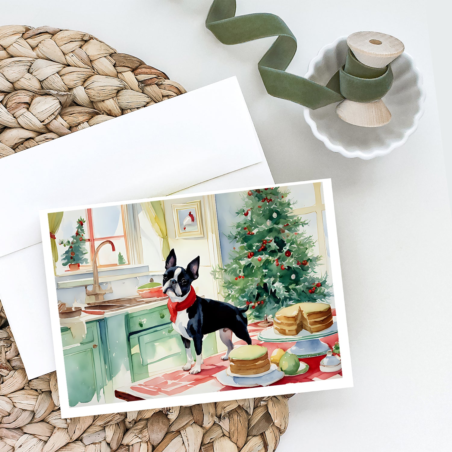 Boston Terrier Christmas Cookies Greeting Cards Pack of 8