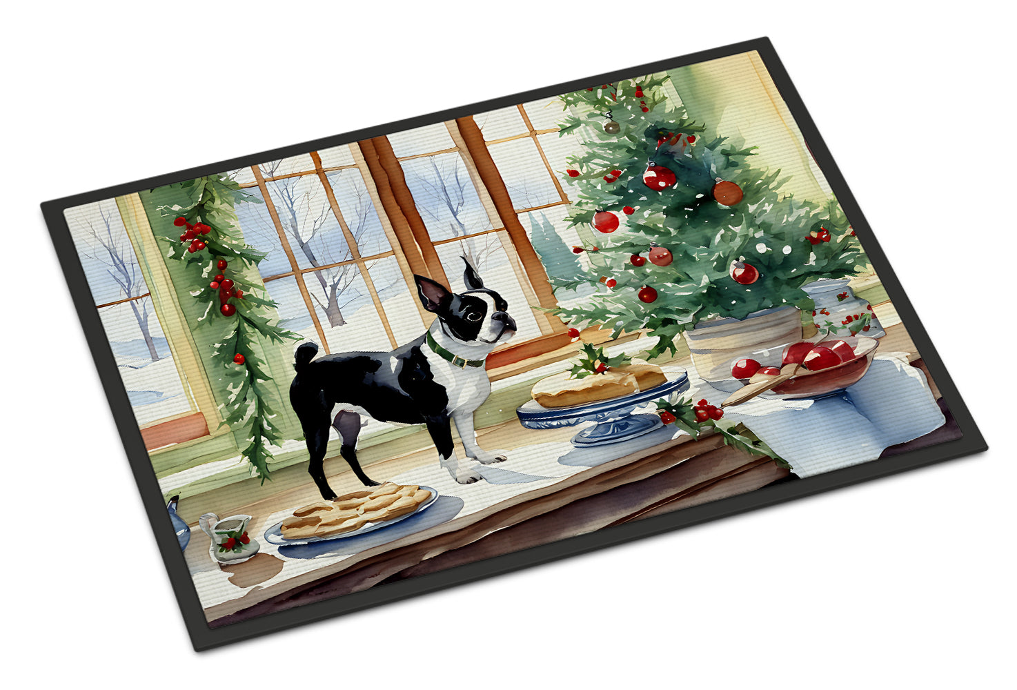 Buy this Boston Terrier Christmas Cookies Doormat