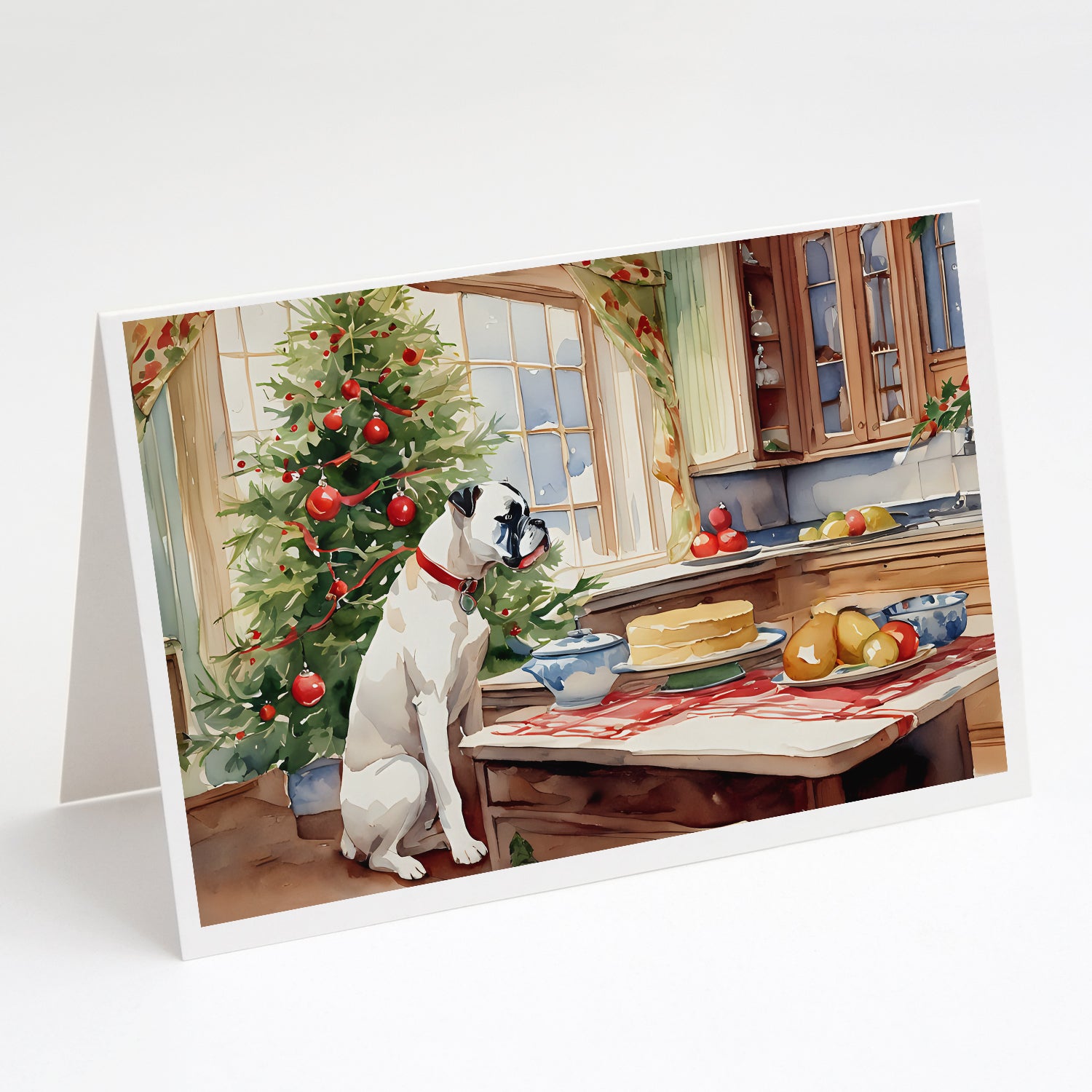 Buy this White Boxer Christmas Cookies Greeting Cards Pack of 8