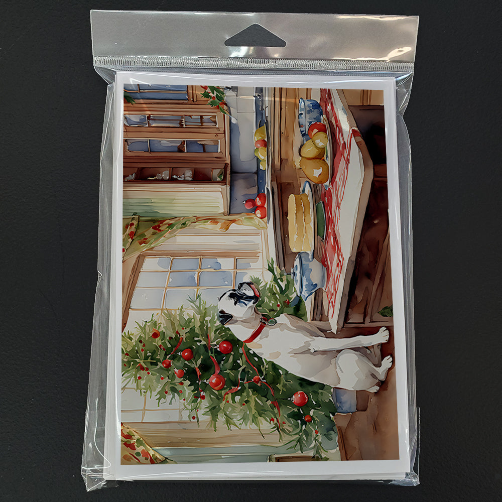 White Boxer Christmas Cookies Greeting Cards Pack of 8