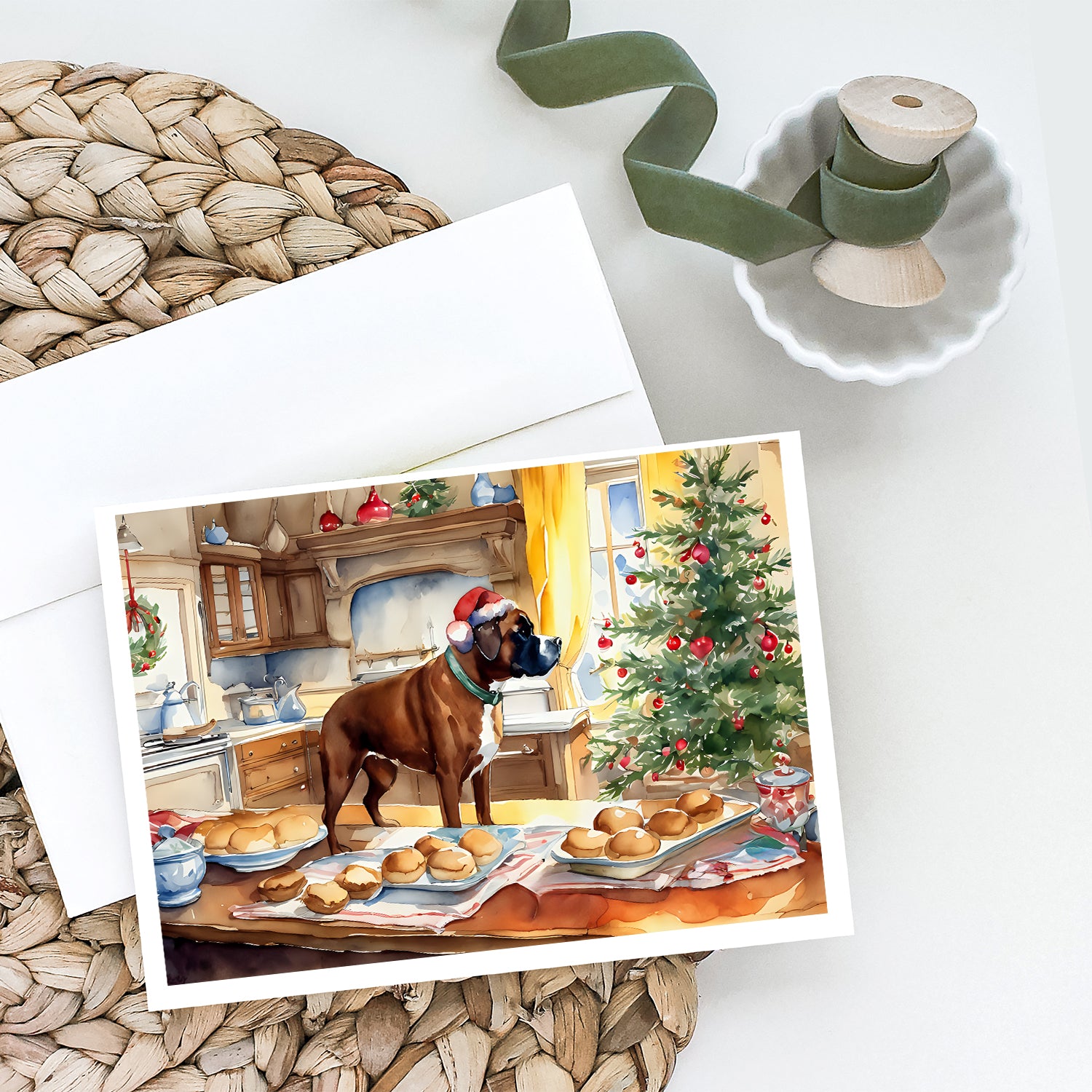 Boxer Christmas Cookies Greeting Cards Pack of 8