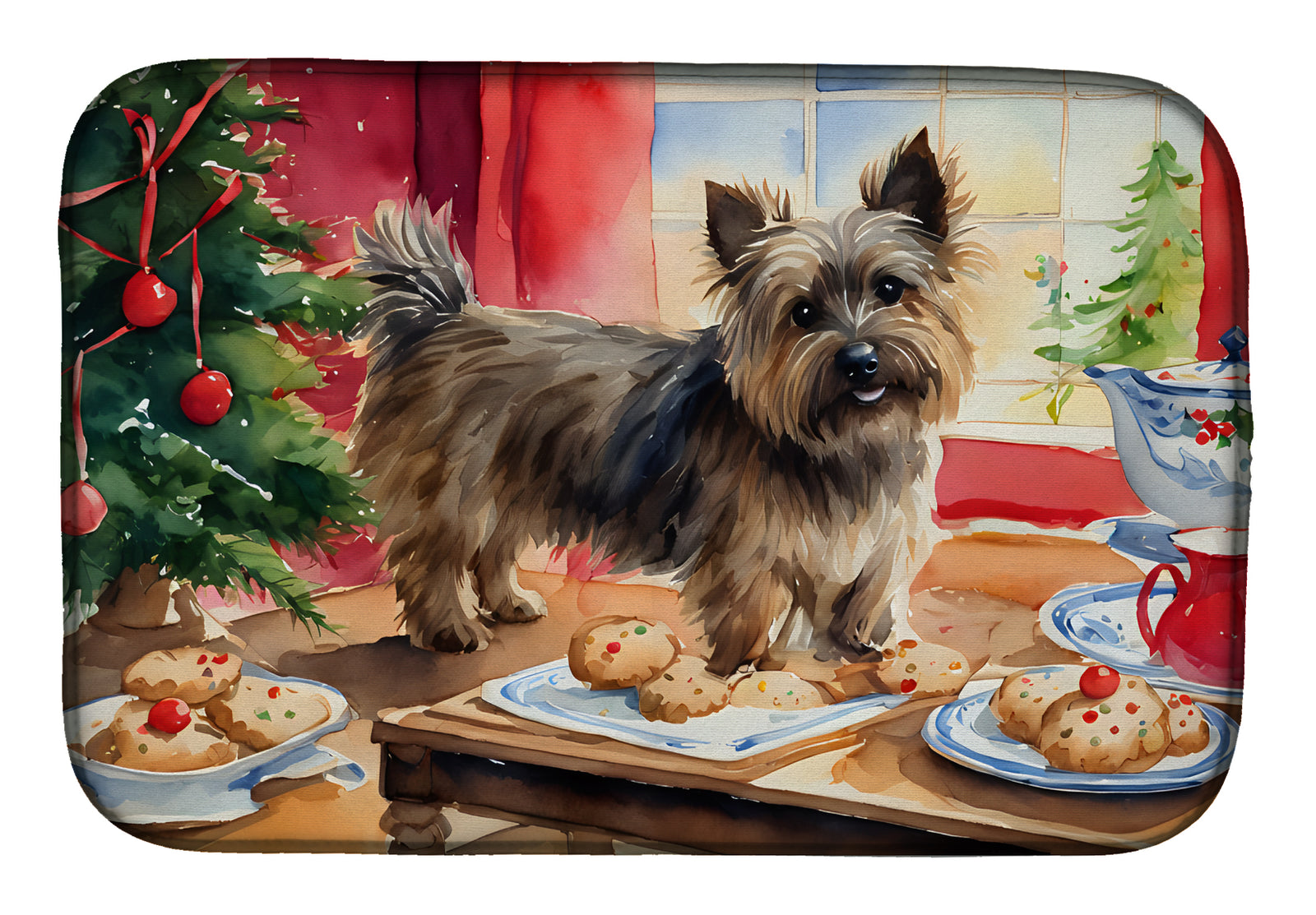 Buy this Cairn Terrier Christmas Cookies Dish Drying Mat