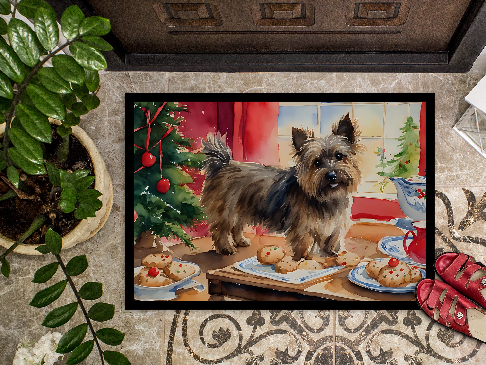 Cairn Terrier Christmas Cookies Doormat