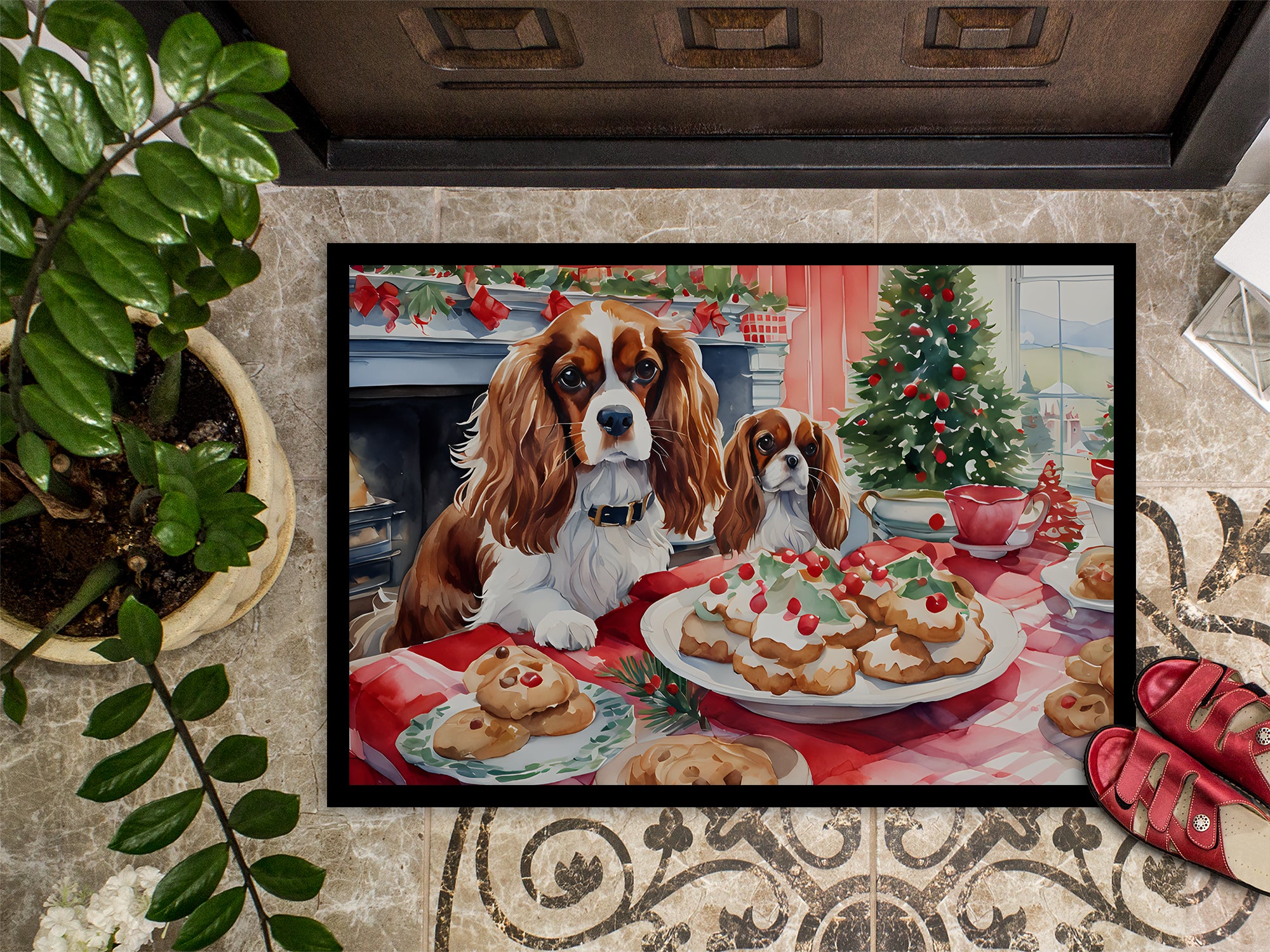Cavalier Spaniel Christmas Cookies Doormat
