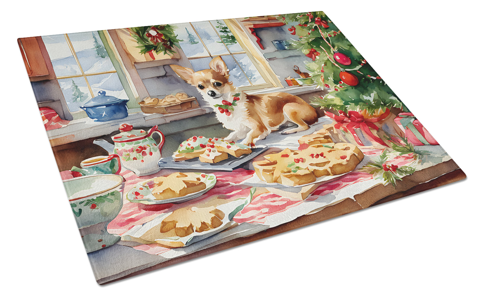 Buy this Chihuahua Christmas Cookies Glass Cutting Board