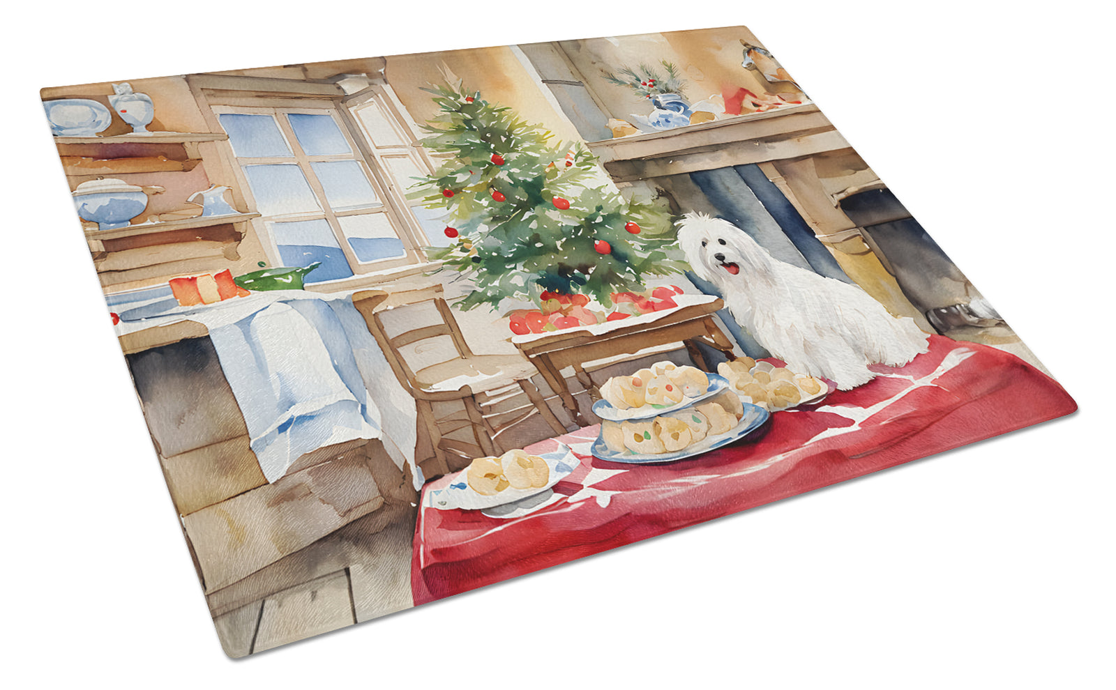 Buy this Coton De Tulear Christmas Cookies Glass Cutting Board