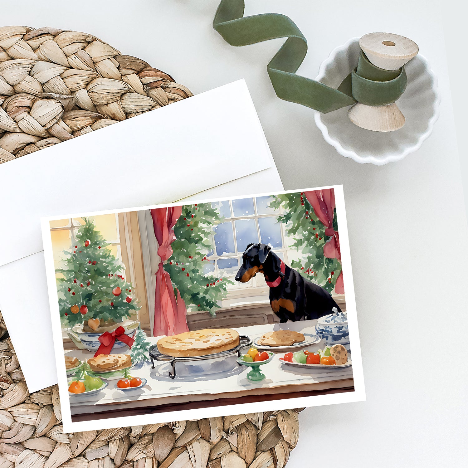 Doberman Pinscher Christmas Cookies Greeting Cards Pack of 8